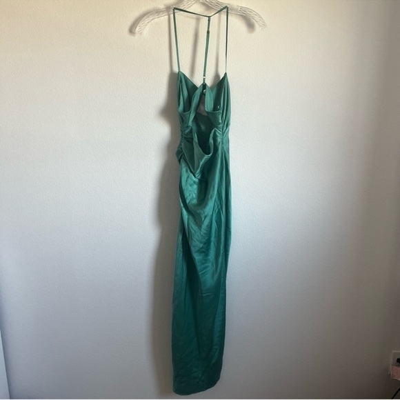 The Sei Cut Out Ruched Silk Midi Dress in Jade Size: 2 - Picture 12 of 16